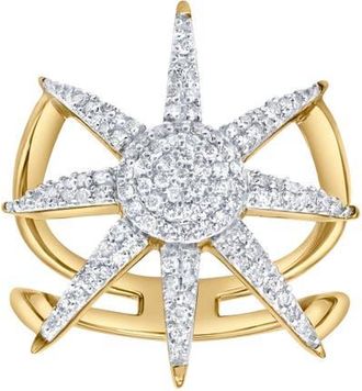 LuvMyJewelry Stellara 0.5 Ct 14K Gold Starburst Diamond Ring in 14K Yellow Gold at Nordstrom, Size 7