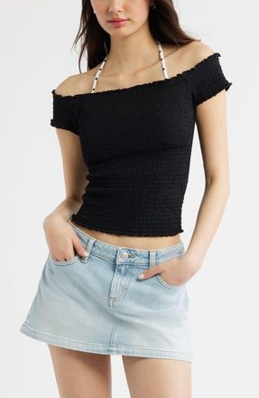 BP. Off the Shoulder Smocked Top in Black at Nordstrom, Size Xx-Small