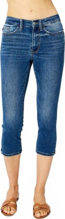 Judy Blue Mid Rise Skinny Fit Capri In Denim