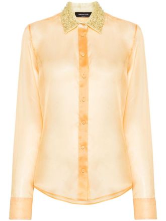 Fabiana Filippi bead-detailed silk shirt - Orange