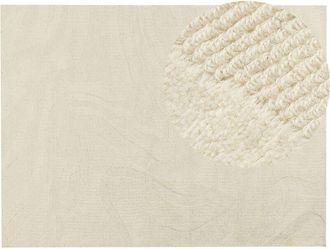 Beliani Beliani - Modern Wool Area Rug Abstract Motif Pattern 300 x 400 cm 9ft10 Low Pile Beige Sasnak