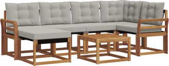 vidaXL Conjunto De Sof&aacute;s De Exterior 7 Uds. Gris Natural Y Claro Vidaxl