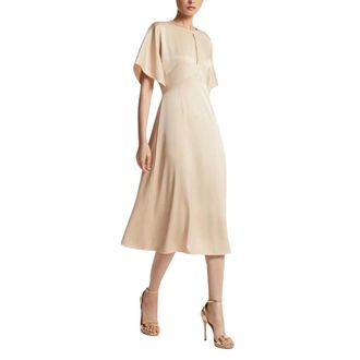 Michael Kors Kleedjes, Dames, Beige, L, Polyester, Midi Jurk