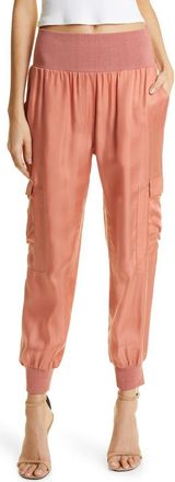 Cinq &agrave; Sept Giles Cupro Crop Cargo Joggers in Apricot at Nordstrom Rack, Size Xx-Small
