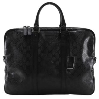 Gucci Pre-owned GG Imprime aktetas zakentas - unisex - Vintage Handtas - Zwart - ONE Size - Vintage