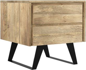 Simpli Home Lowry Solid Mango Wood & Metal 22In Rectangle Modern Industrial Side Table