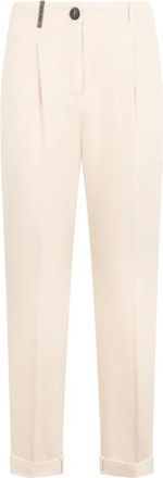 PESERICO Slim Tapered Broek - Dames - Broeken - Beige - XL - Katoen - Broeken