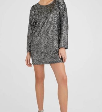 Elan Silver Sequin Mini Dress