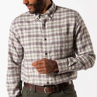 Duck Head Malcolm Plaid Cotton Flannel Sport Shirt In Grey Heather
