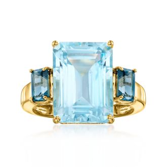 Ross-Simons Sky Blue Topaz and London Blue Topaz Ring in 18kt Gold Over Sterling