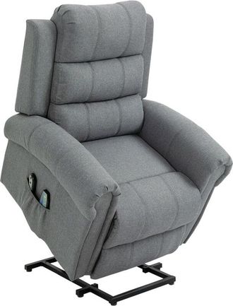 HOMCOM sillón relax reclinable eléctrico levanta personas, con masaje vibratorio y calor, control remoto, reposapiés, gris