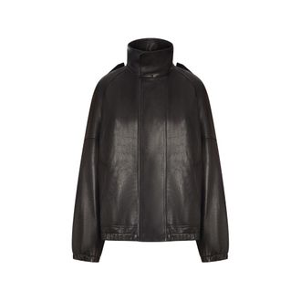 Saint Laurent High-neck Oversized Leather Jacket