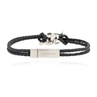 Ferragamo Leren Armband - Heren - Armbanden - Zwart - ONE Size - Leer - Accessoires