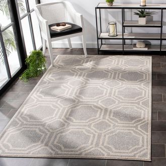 Safavieh Amherst Machine Made Area Rug, Light Grey / Ivory Contemporary Style Easy Care