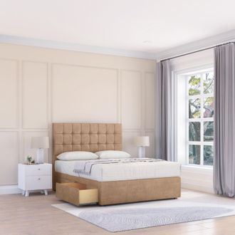 Sloomy Alabama Naples Bed Set With No Drawers Mattress & 26 Headboard in Light Sand | Size: Single