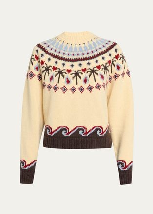 Alanui Sweet Winter Fair-Isle Wool Knit Crewneck Sweater