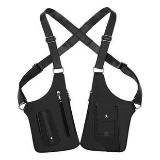 Generic Men PU Leather Multi-Purpose Crossbody Bag Vest Chest Bag (Black)