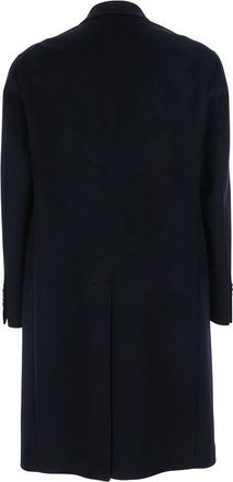 Tagliatore Mens Blue Oversized Double-Breasted Coat Virgin Wool