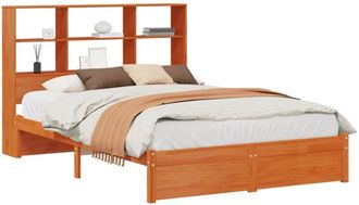 vidaXL Bed Frame with Storage Headboard Wax Brown 140 x 190 cm vidaXL