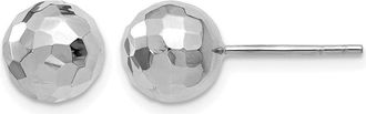 Diamond2Deal 14K White Gold Polished Faceted Ball Shape Stud Earrings