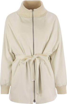 Herno Womens Silk And Cashmere Jacket With Belt - Ivory Wool - Size EU 44 (Womens)