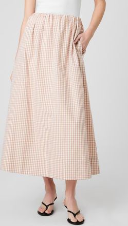 French Connection Gingham Maxi Skirt in Petite Gingham Almond Nude at Nordstrom, Size X-Small