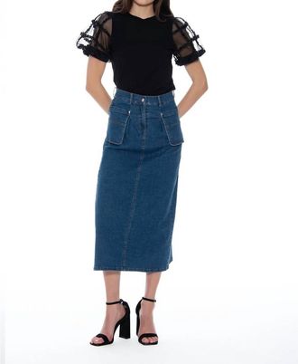 Gracia Denim Midi Skirt In Blue