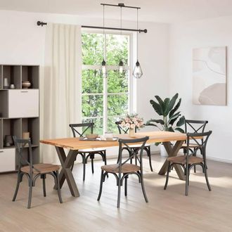 Berkfield Home Dining Table Legs X-Shaped 2 pcs Natural Steel 80x(72-73) cm Steel in Brown