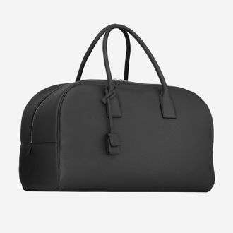 Saint Laurent Mens Hammered Leather Duffle Bowling Bag Black Calfskin Shoulder