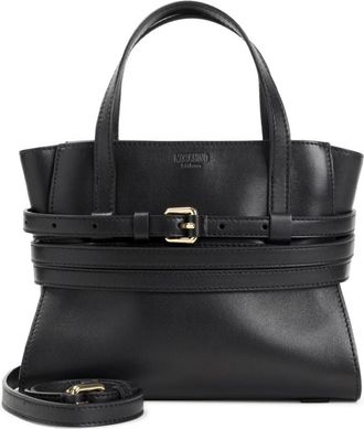 Moschino Leren Tote Bag met Riem - Dames - Handtassen - Zwart - ONE Size - Leer - Tassen