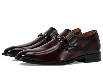 Johnston & Murphy Richland Plain Toe Bit Loafers Mens Shoes Burgundy Brush-Off Leather : 11.5 M (D)