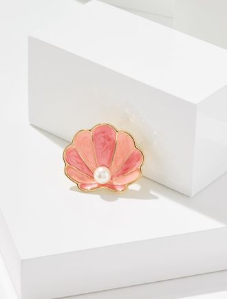 Talbots Show & Shell Brooch - Coastal Coral/Gold - 001 Talbots