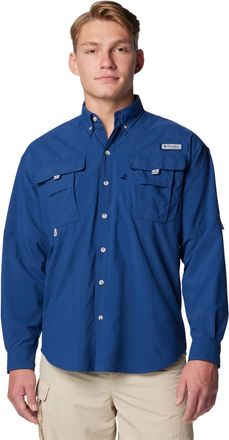 Columbia Mens PFG Bahama II Long Sleeve Shirt, Carbon, Large Tall