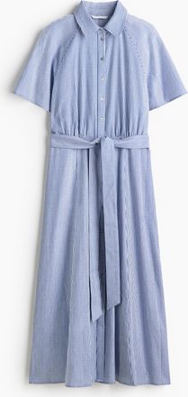 H&M Blusenkleid mit Bindeg&uuml;rtel - Blau/Gestreift
