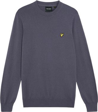 Lyle & Scott Mid Knits Cotton Merino Crew Neck Jumper - Heren - Ronde hals truien - Grijs - M - Katoen - Truien & Vesten