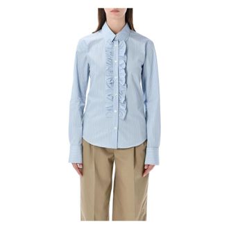 Ami Camicia Regolabile con Volant a Maniche Lunghe - - Blouses & Shirts - Donna - Blu - XS