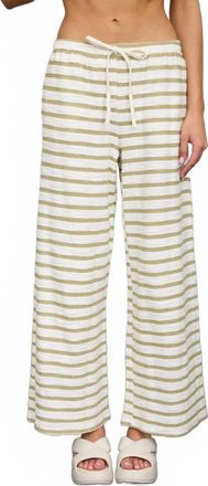 J.O.A. Stripe Drawstring Wide Leg Knit Lounge Pants In Olive