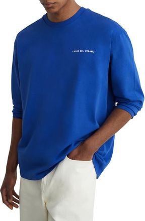 Reiss Palma Long Sleeve Graphic Tee in Bright Blue at Nordstrom, Size Xx-Large