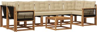 vidaXL Conjunto De Sof&aacute;s De Exterior 8 Uds. Natural Y Beige Vidaxl