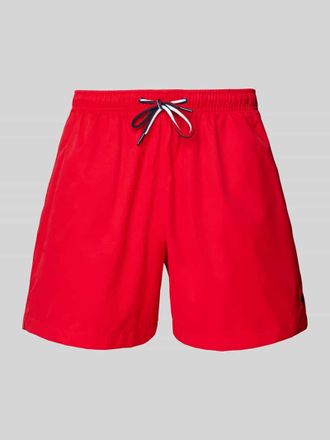 Mc Neal Relaxed Fit Badeshorts mit Logo-Stitching in Rot, Gr&ouml;&szlig;e L
