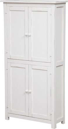 Biscottini International Biscottini - Gabinete De Estilo Country De Madera Maciza De Tilo Armazon Con Efecto Blanco Envejecido 68x25x130 Cm