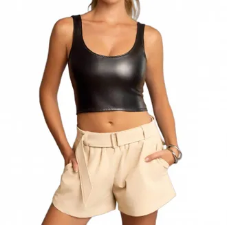 Heroine Sport Leather Tank Top In Black