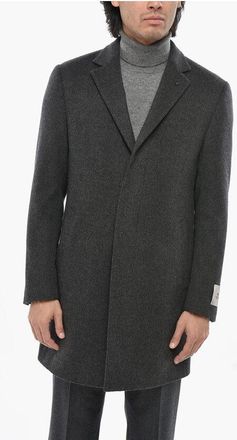 Corneliani CC COLLECTION Fully-Lined Virgin Wool Coat with Hidden Butto size 50