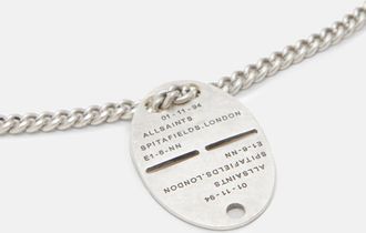 AllSaints Sterling Silver Adyn Sterling Silver Dog Tag Necklace, Size: One Size