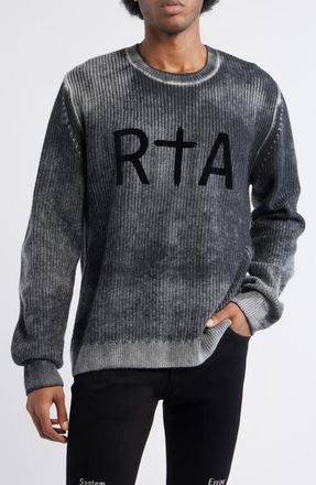 Rta Ethan Washed Relaxed Fit Sweater in Black Gliitch at Nordstrom, Size Xxx-Large