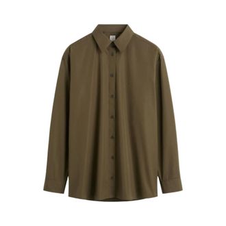 Toteme Button-down Cotton Shirt - female - Tot&ecirc;Me - Shirts - Brown - XS - Blouses & Shirts