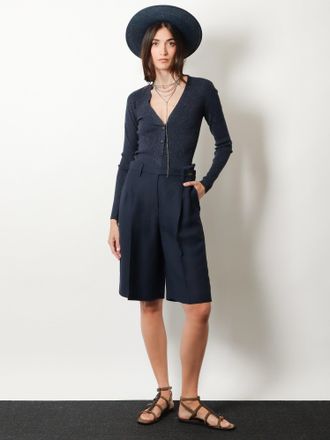 Brunello Cucinelli Womens Viscose And Linen Bermuda Shorts Blue