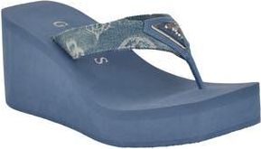 Guess Demmey Platform Wedge Flip Flop in Dark Blue 400 at Nordstrom Rack, Size 10