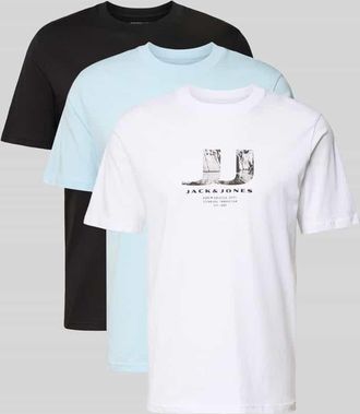Jack & Jones Jack & Jones T-Shirt im 3er-Pack mit Statement-Print Modell DUST in Weiss, Gr&ouml;&szlig;e XXL