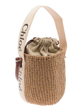 Chlo&eacute; Womens Handbag Woody Beige Raffia Paper Shoulder Bags